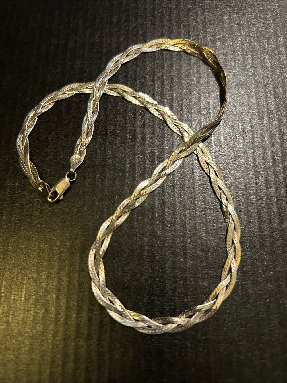 18” Milor 925 Stamped Silver Braided Necklace flat woven design made in Italy